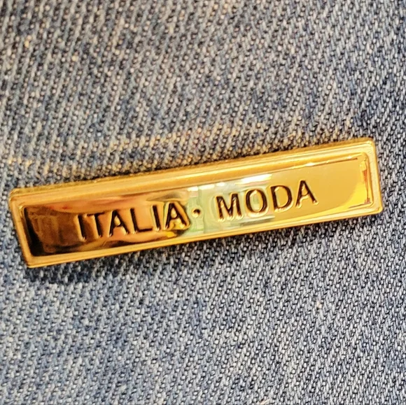 NWOT San Remo Italia Moda Denim Hobo Bag with Gold Accents - Picture 2 of 8